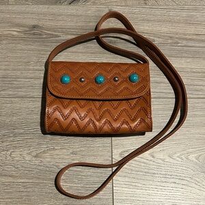 American West Tan Southwestern style Crossbody Bag